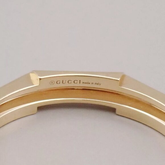 GUCCI Logo Link To Studded Ring Au750 (18K) Size 22 Yellow Gold Italy 25RK868 - Picture 4 of 13